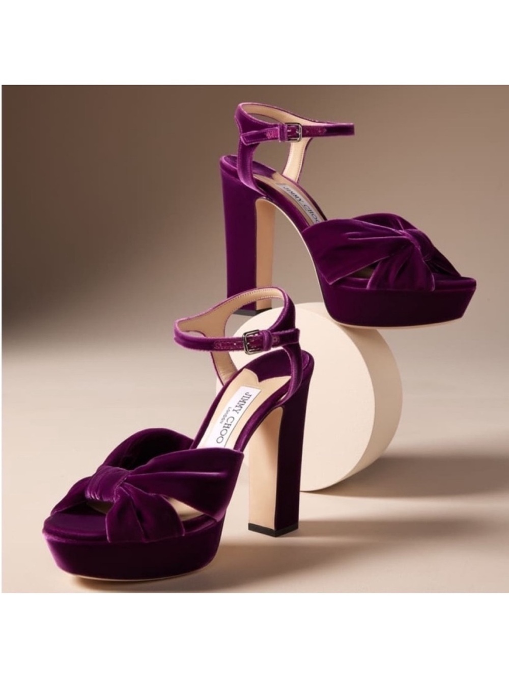 New Jimmy Choo Heloise Cassis Velvet Platform Heels